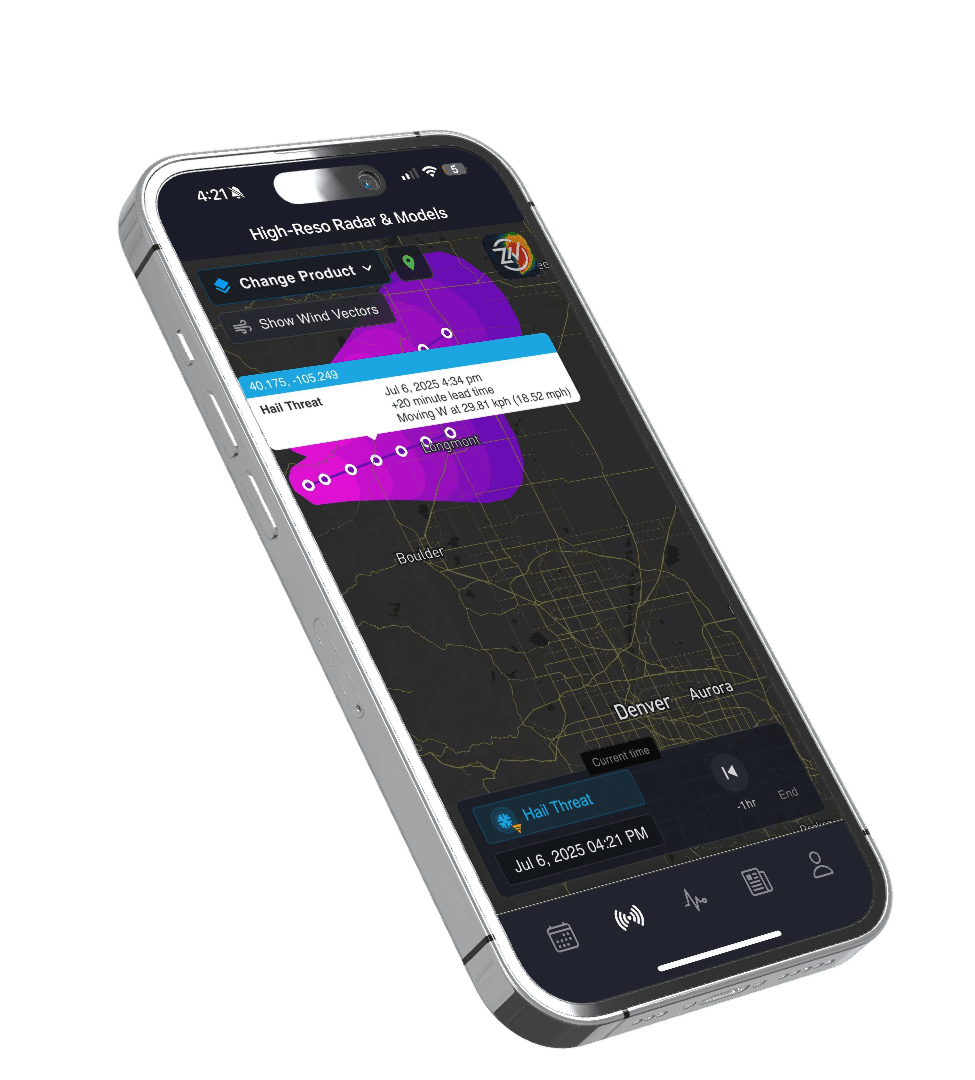 Hail tracking radar view