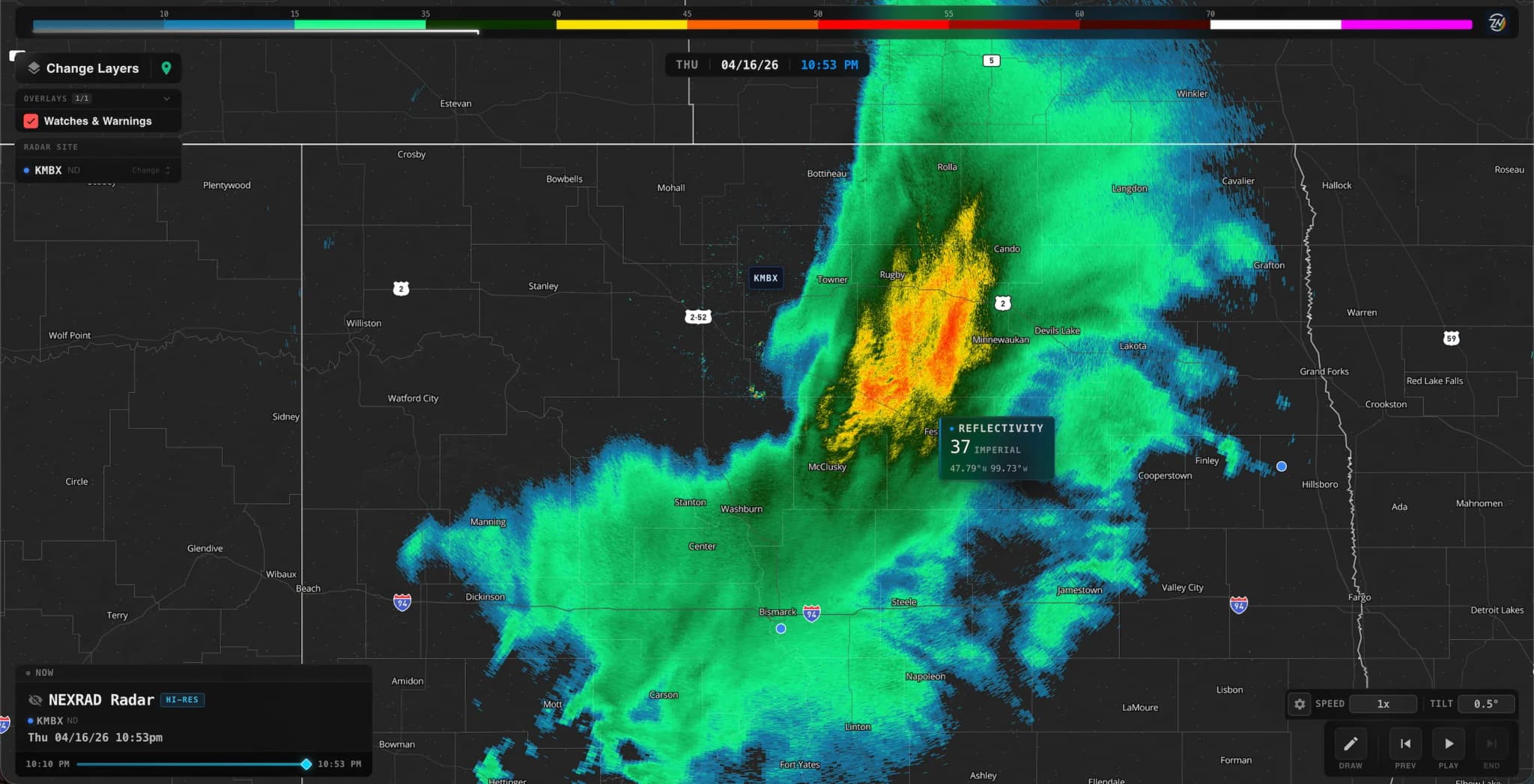 Advanced radar with multiple weather layers