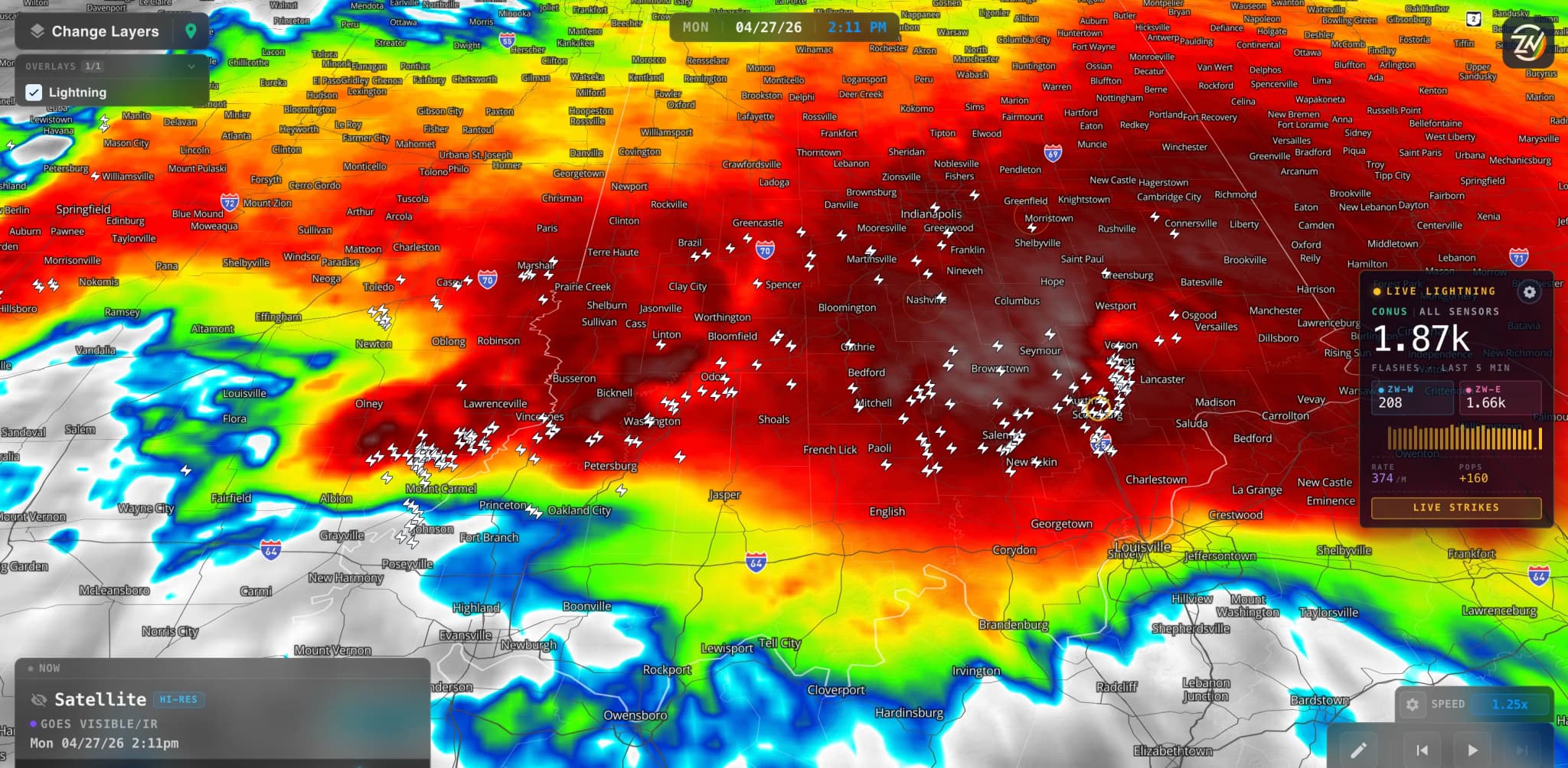 A large storm system on ZoneWatch satellite imagery
