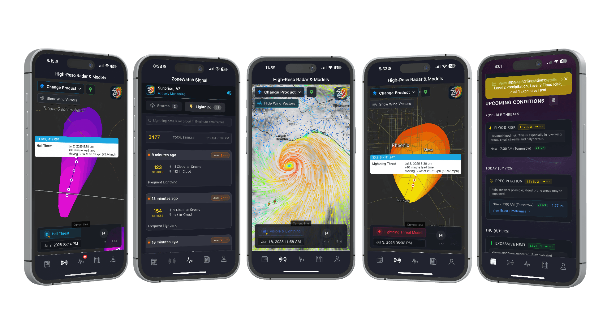 ZoneWatch severe-weather monitoring across phone, tablet, and web