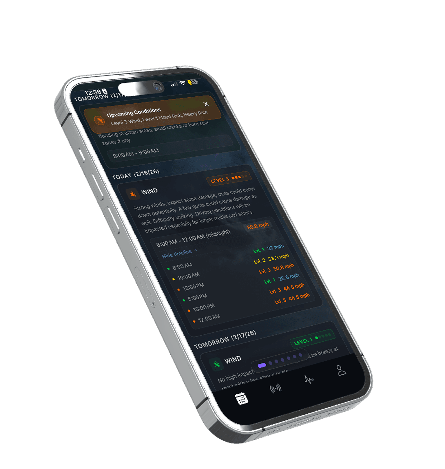 Wind speed and gust forecasts